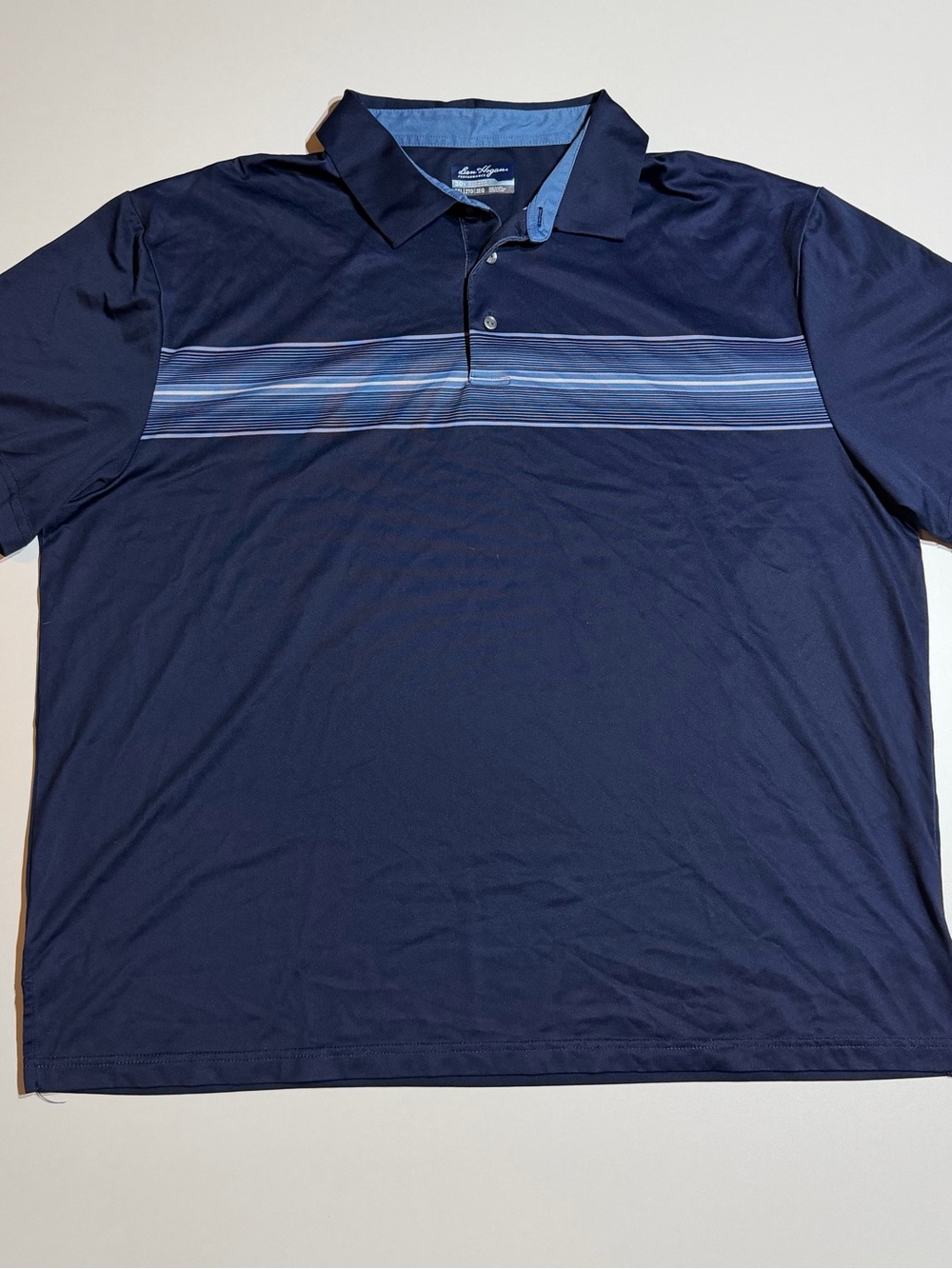 Ben Hogan Navy Polo with Light Blue Horizontal Stripes